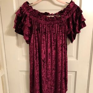 Umgee burgundy velvet like oversized dress